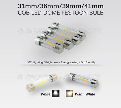 Siweex Universal LED License Plate Lights – 31mm/36mm/39mm/41mm, White or Warm White