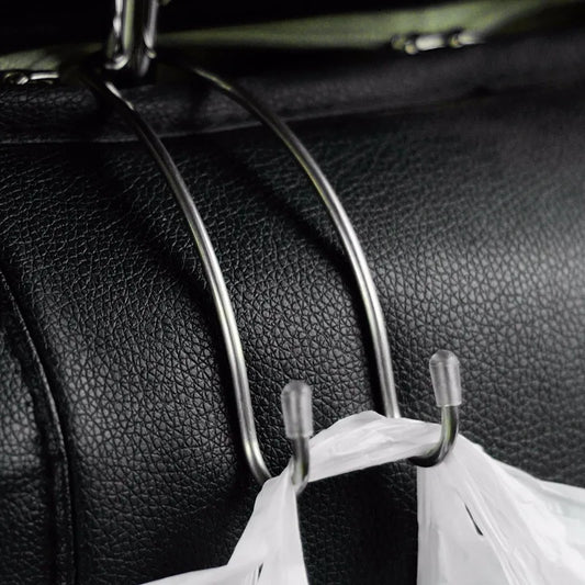 Stainless Steel Car Seat Back Hook – Multi-Function Storage Holder, Silver