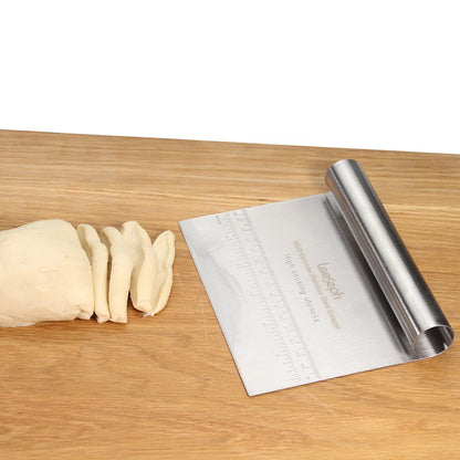 Stainless Steel Dough Scraper & Pastry Cutter – With Curved Handle, Bench Chopper Tool
