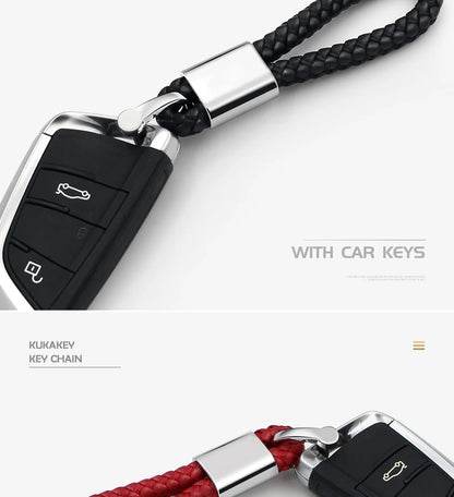 Fashion Retro Leather and Zinc Alloy Keychain – Handwoven Charm for Women