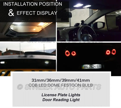Siweex Universal LED License Plate Lights – 31mm/36mm/39mm/41mm, White or Warm White