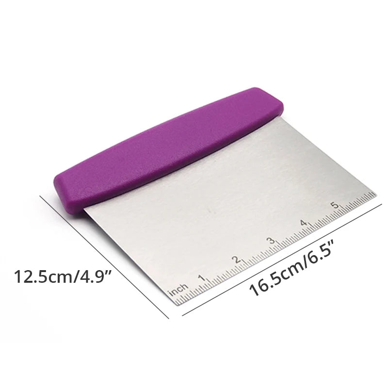 Stainless Steel Dough Scraper & Pastry Cutter – With Curved Handle, Bench Chopper Tool