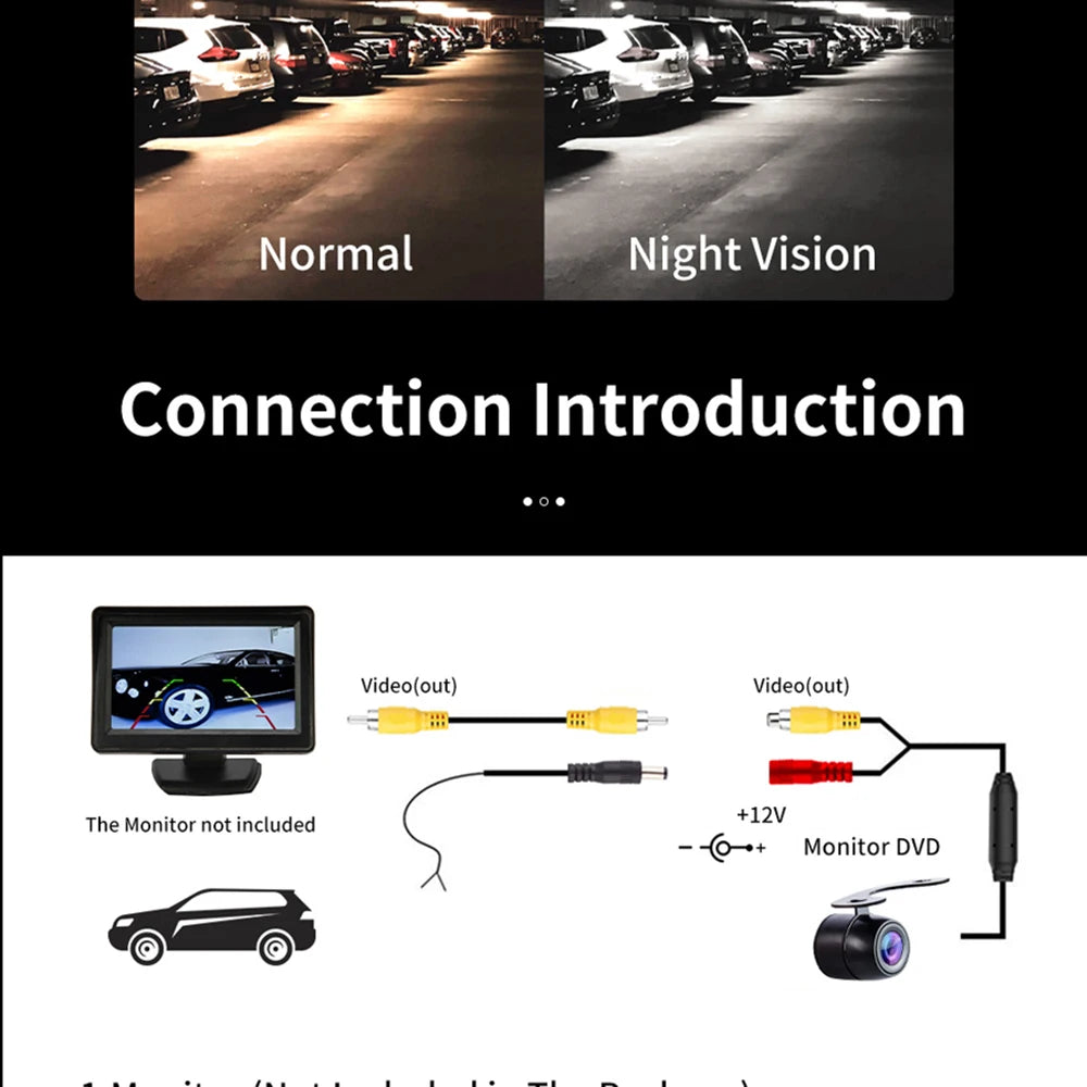 Car Rear View Backup Camera with Guiding Line – Waterproof IP67, 648×480 Resolution