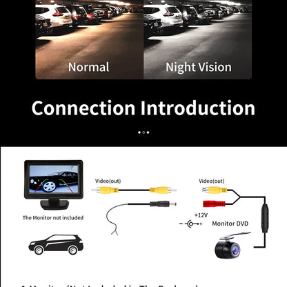 Car Rear View Backup Camera with Guiding Line – Waterproof IP67, 648×480 Resolution