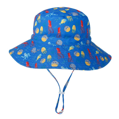 Kids Sun Hat – Adjustable Chin Strap Bucket Hat with UPF50+ UV Protection – For Ages 0-8
