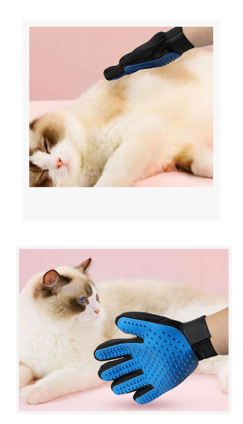 Pet Grooming Glove – Deshedding & Bath Brush for Cats and Dogs – Soft Silicone & Adjustable Fit