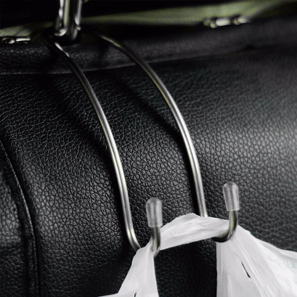 Stainless Steel Car Seat Back Hook – Multi-Function Storage Holder, Silver