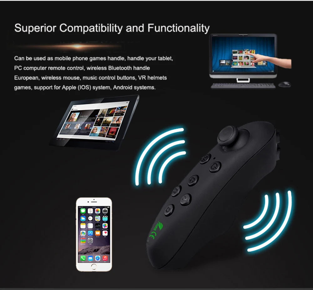 Virtual Reality Headset with Wireless Bluetooth Controller – 3D VR Glasses for Smartphones (4.7–6.1")
