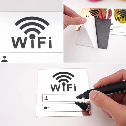 WIFI Sign 3D Acrylic Mirror Wall Sticker – Rewritable 10cm Square with Self-Adhesive Backing for Home and Public Spaces