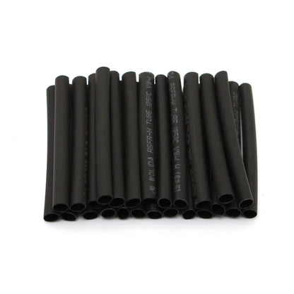 127-Piece Heat Shrink Tubing Kit – Black, 7 Sizes, Flame Retardant, 2:1 Shrink Ratio