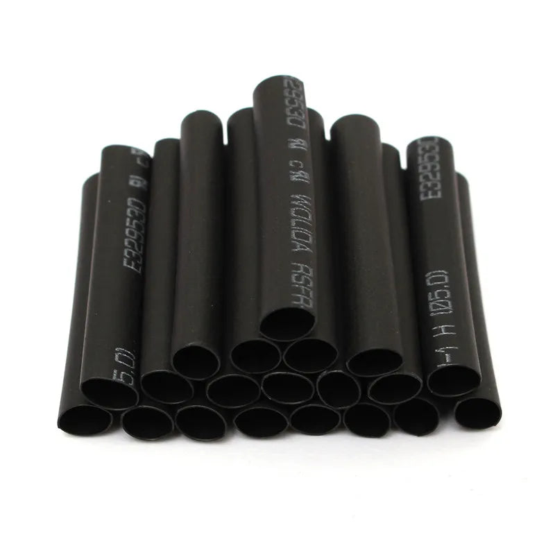 127-Piece Heat Shrink Tubing Kit – Black, 7 Sizes, Flame Retardant, 2:1 Shrink Ratio