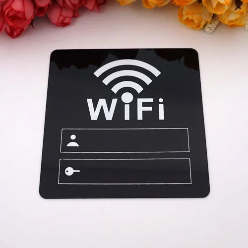 WIFI Sign 3D Acrylic Mirror Wall Sticker – Rewritable 10cm Square with Self-Adhesive Backing for Home and Public Spaces