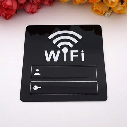 WIFI Sign 3D Acrylic Mirror Wall Sticker – Rewritable 10cm Square with Self-Adhesive Backing for Home and Public Spaces