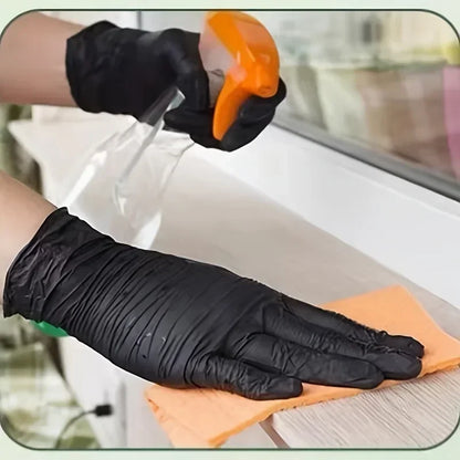 Black Nitrile Disposable Gloves – Powder-Free, Touch Screen Compatible, Waterproof – 100pcs Box