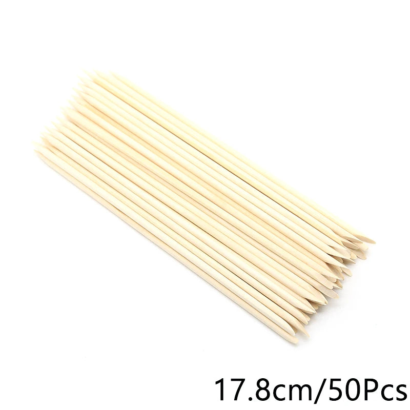 FUMOSIK Orange Wood Cuticle Pusher Combo – Natural Wooden Double-Ended Cuticle Remover Sticks