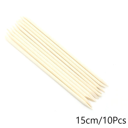 FUMOSIK Orange Wood Cuticle Pusher Combo – Natural Wooden Double-Ended Cuticle Remover Sticks