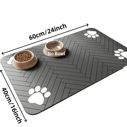 Absorbent Pet Feeding Mat with Waterproof Rubber Backing – Non-Slip Placemat for Dog and Cat Bowls