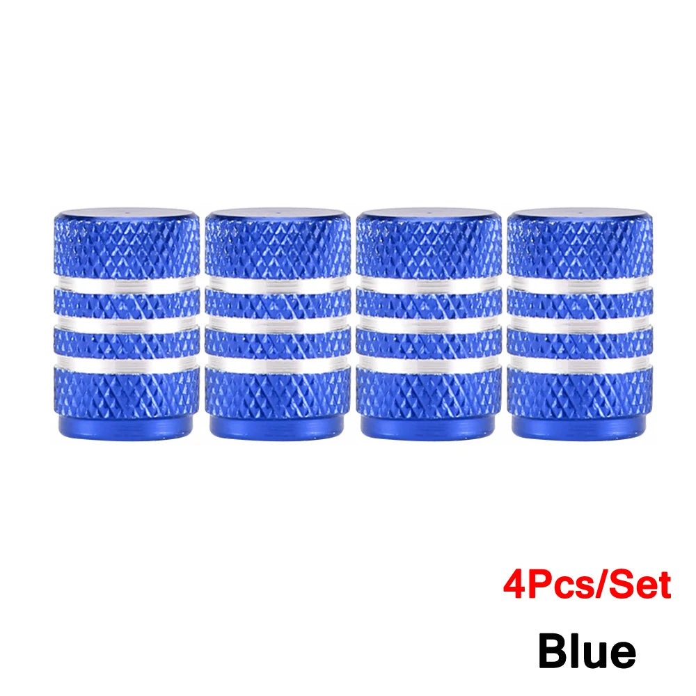 Aluminium Wheel Air Valve Covers – 4pcs Set with O-Ring Seal, Multi-Color