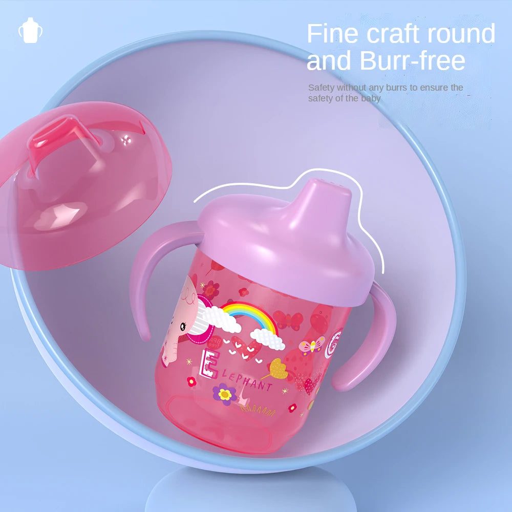 260ml Cartoon Baby Drinking Cup with Handle – Durable PP Plastic, Suitable for Ages 7 Months to 12 Years