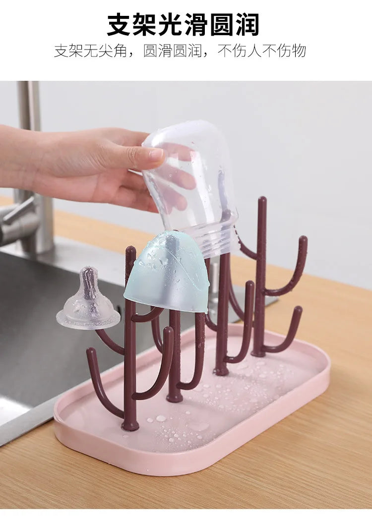 Baby Bottle Drying Rack – Removable ABS & PP Dry Sanitation Rack – Blue, Pink, Beige