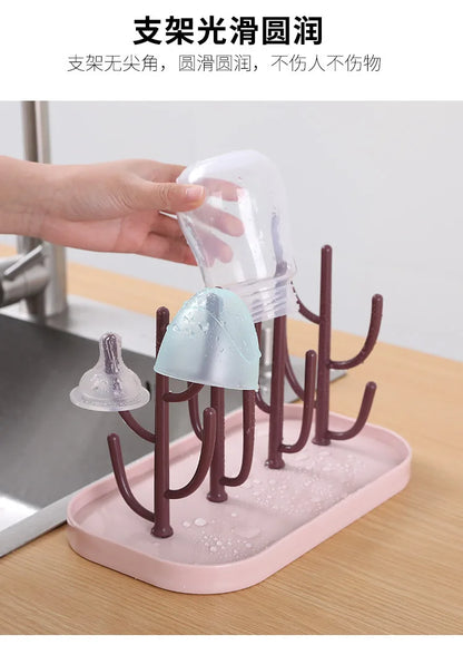 Baby Bottle Drying Rack – Removable ABS & PP Dry Sanitation Rack – Blue, Pink, Beige