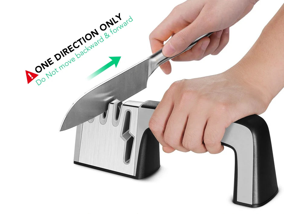 4-Stage Knife and Scissors Sharpener – Non-Slip Base, Ergonomic Handle, Diamond & Ceramic Slots