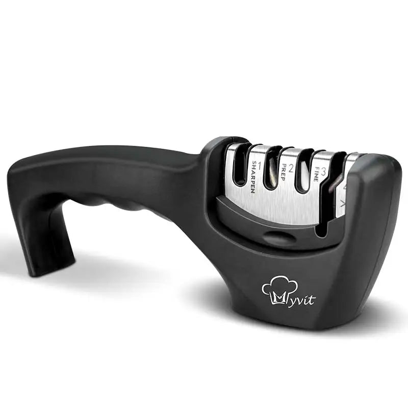 4-Stage Knife and Scissors Sharpener – Non-Slip Base, Ergonomic Handle, Diamond & Ceramic Slots