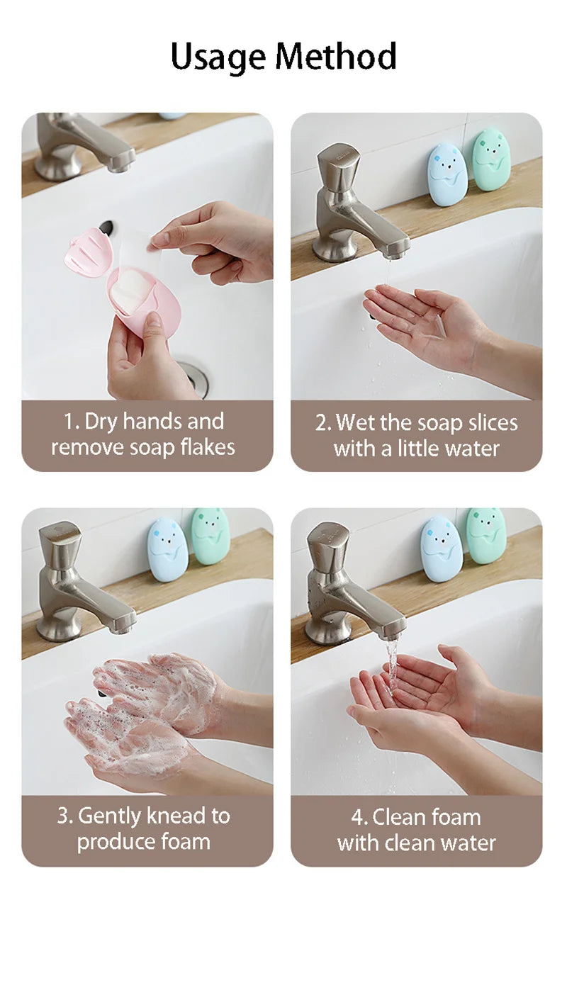 Disposable Cartoon Soap Sheets – Portable Hand Wash Paper – 50 Pieces