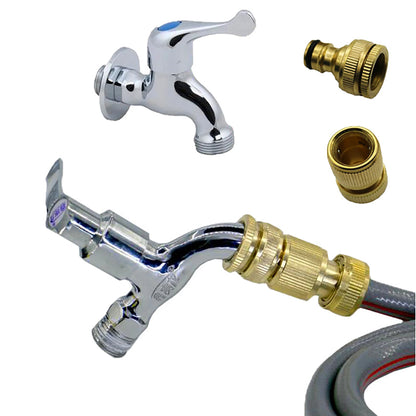 Brass Nipple Quick Connector – 1/2" to 3/4" Threaded Tap Adapter for Garden Hose & Washing Equipment