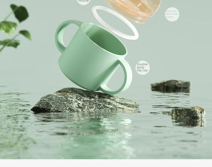 Baby Feeding Cups Kid Le150ml Baby Drinking Cup with Handle – Solid Color PP Plastic with Silicone Seal, Suitable for Ages 7 to 12 Yearsarning Drinking Cup with Double Handle Flip Lid Leakproof Infants Water Cups Bottle BPA Free with Lid
