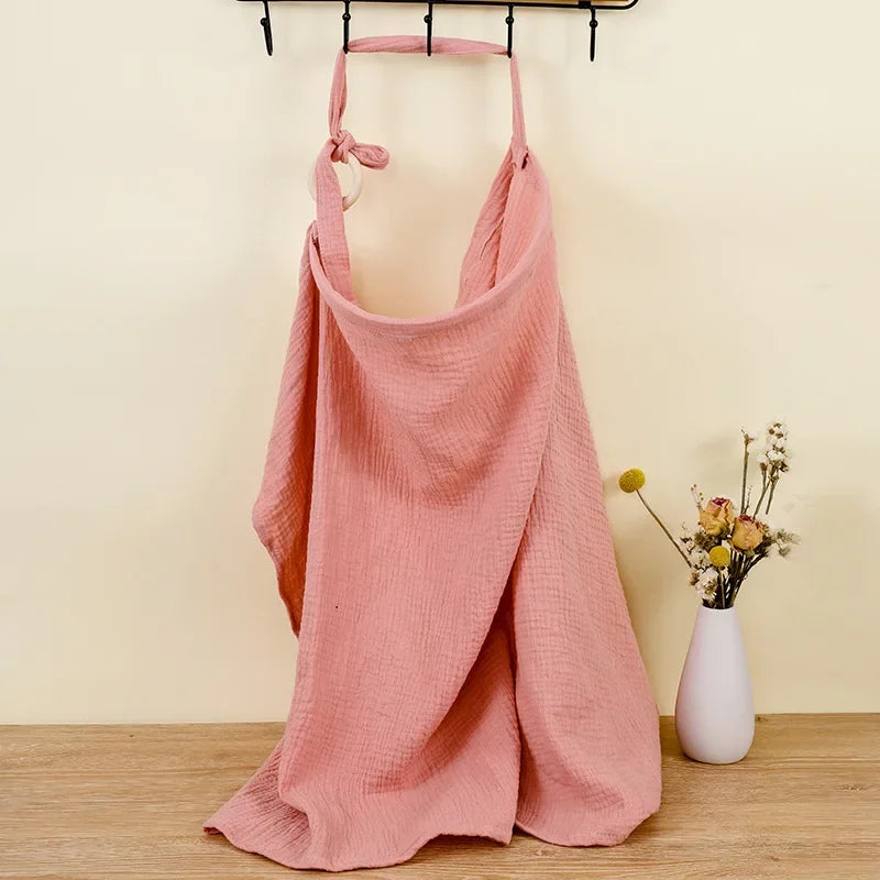 Breathable Cotton Baby Nursing Cover – Maternity Breastfeeding Shawl and Stroller Blanket, 100 × 60 cm