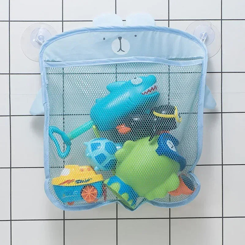 Baby Bath Toys Organizer – Mesh Net Storage with Toothbrush Holder – 39×35 cm