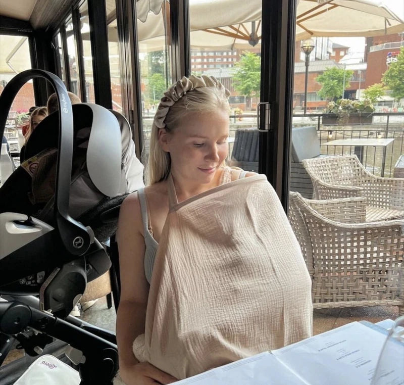Breathable Cotton Baby Nursing Cover – Maternity Breastfeeding Shawl and Stroller Blanket, 100 × 60 cm
