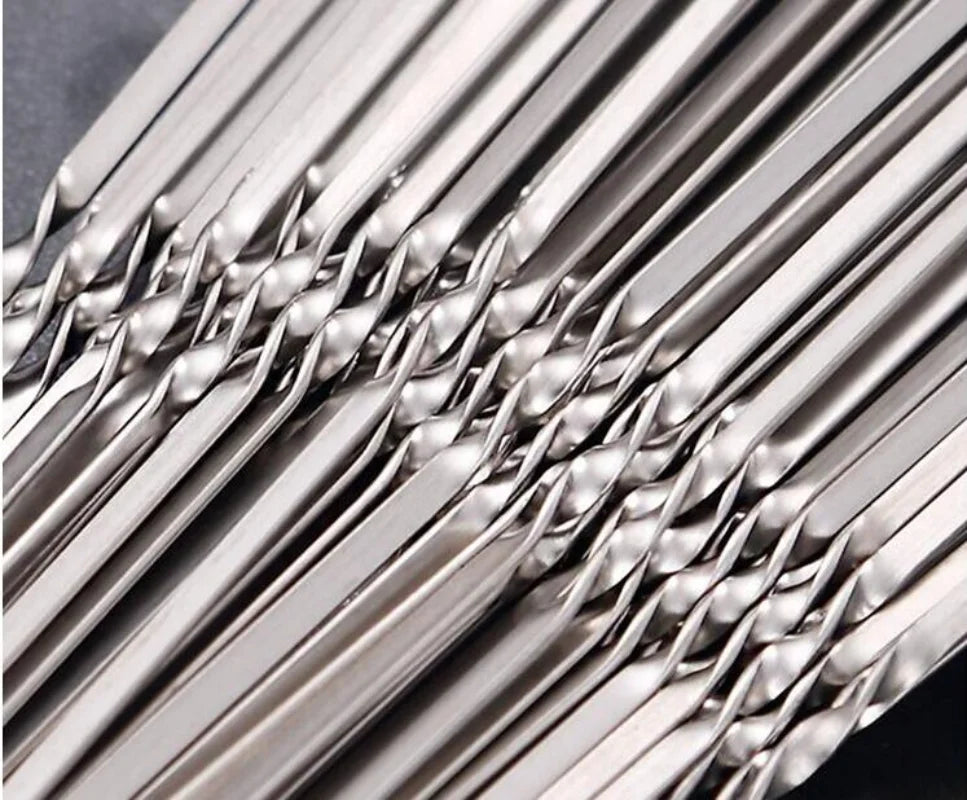 15-Pack Stainless Steel BBQ Skewers – 35cm Flat Reusable Grill Sticks for Meat, Vegetables, Camping