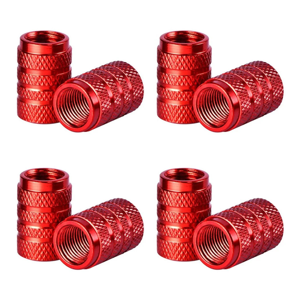 Aluminium Wheel Air Valve Covers – 4pcs Set with O-Ring Seal, Multi-Color