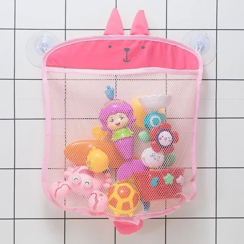 Baby Bath Toys Organizer – Mesh Net Storage with Toothbrush Holder – 39×35 cm