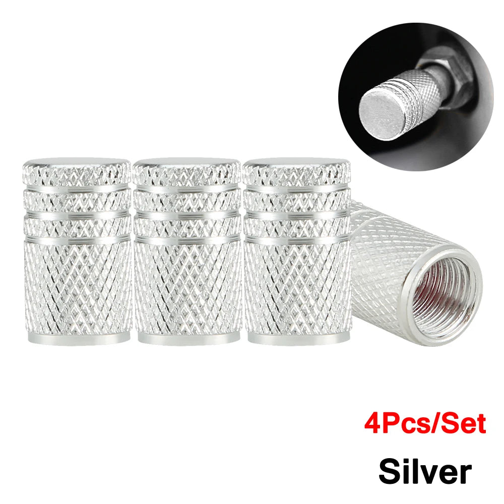 Aluminium Wheel Air Valve Covers – 4pcs Set with O-Ring Seal, Multi-Color
