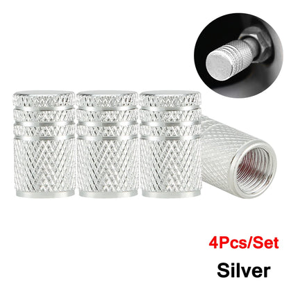 Aluminium Wheel Air Valve Covers – 4pcs Set with O-Ring Seal, Multi-Color
