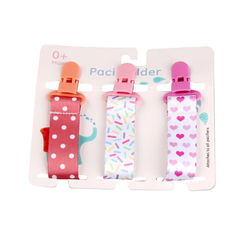 Baby Pacifier Clip Set – 3 Pieces Polyester Clips, 26 cm Length