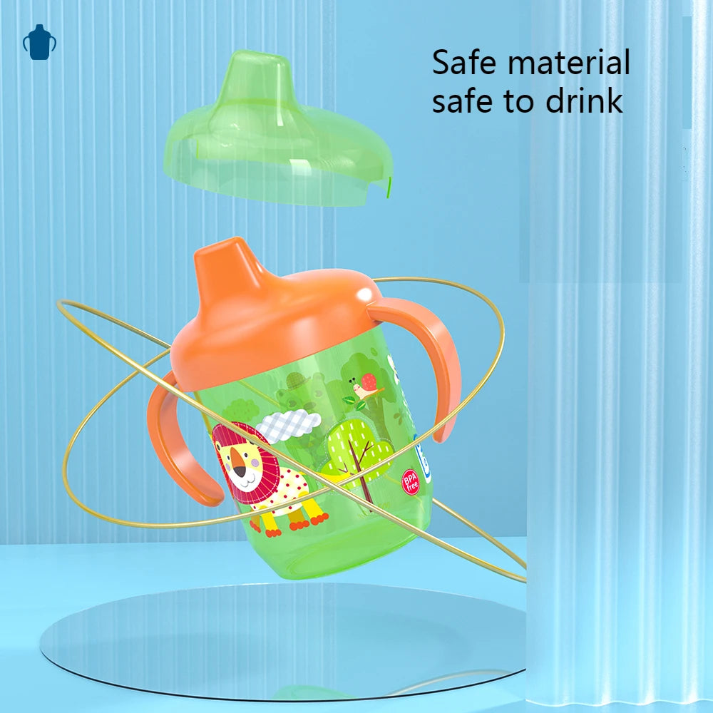 260ml Cartoon Baby Drinking Cup with Handle – Durable PP Plastic, Suitable for Ages 7 Months to 12 Years