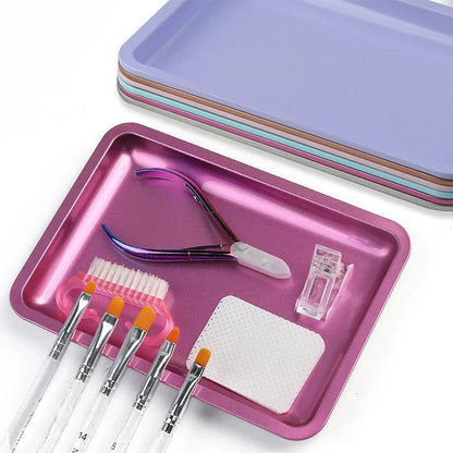 Stainless Steel Nail Art Storage Tray – Durable Cosmetic Manicure Tool