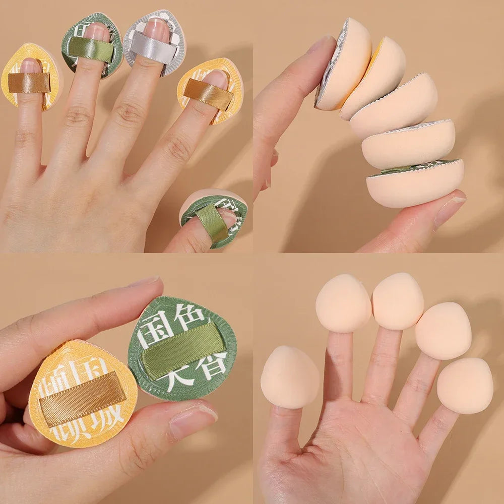 Mini Finger Makeup Sponge Puff – Natural Teardrop Cosmetic Puff – 5 or 10 PCS Set