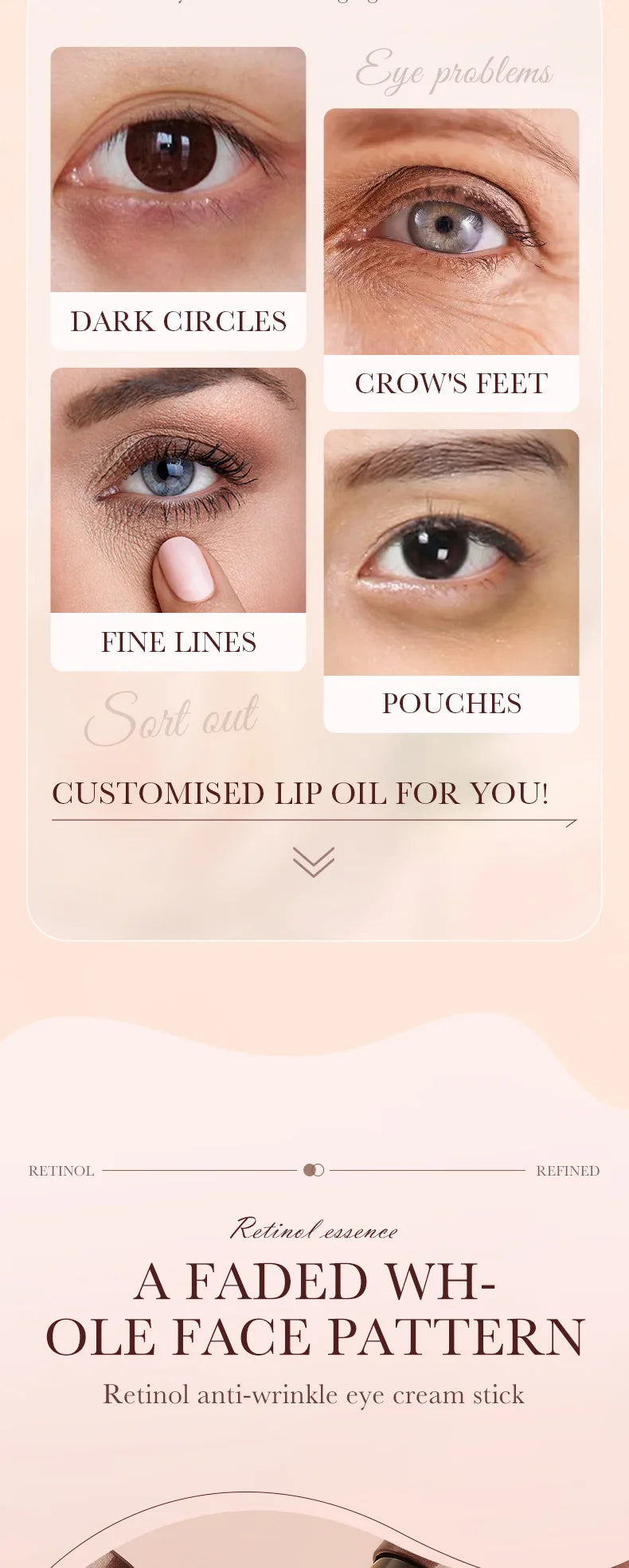 SADOER Retinol Eye Cream Stick – Anti-Dark Circles, Moisturizing & Firming – Under Eye Care