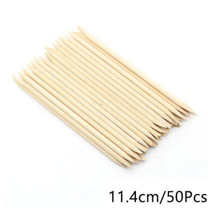 FUMOSIK Orange Wood Cuticle Pusher Combo – Natural Wooden Double-Ended Cuticle Remover Sticks
