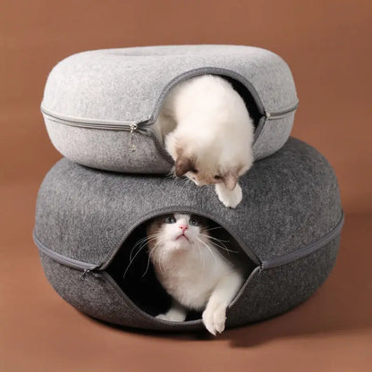 Donut Cat Bed & Tunnel - Dual-Use Toy