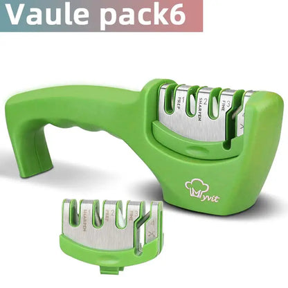 4-Stage Knife and Scissors Sharpener – Non-Slip Base, Ergonomic Handle, Diamond & Ceramic Slots