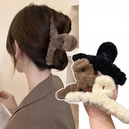 Plush Hair Clip Claw - Large Korean Fashion