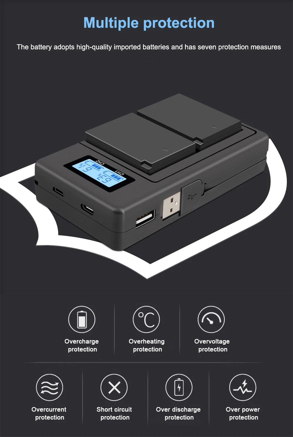 Rechargeable Camera Battery – LP-E10 Type, 7.4V 2200mAh, Compatible with Canon EOS DSLR Models