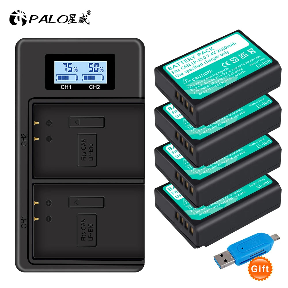 Rechargeable Camera Battery – LP-E10 Type, 7.4V 2200mAh, Compatible with Canon EOS DSLR Models