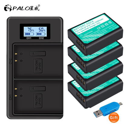 Rechargeable Camera Battery – LP-E10 Type, 7.4V 2200mAh, Compatible with Canon EOS DSLR Models